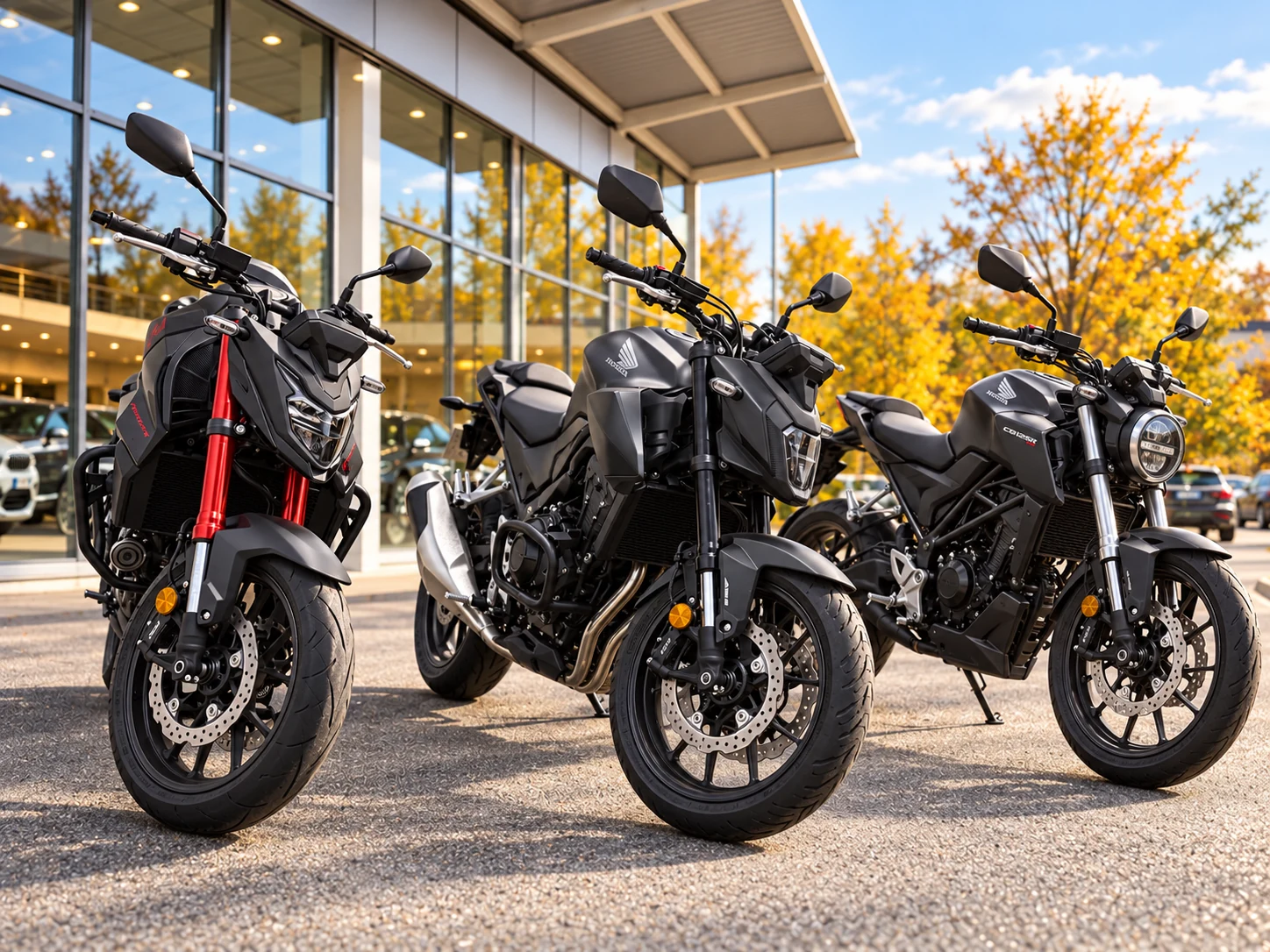 Drei Honda-Motorräder