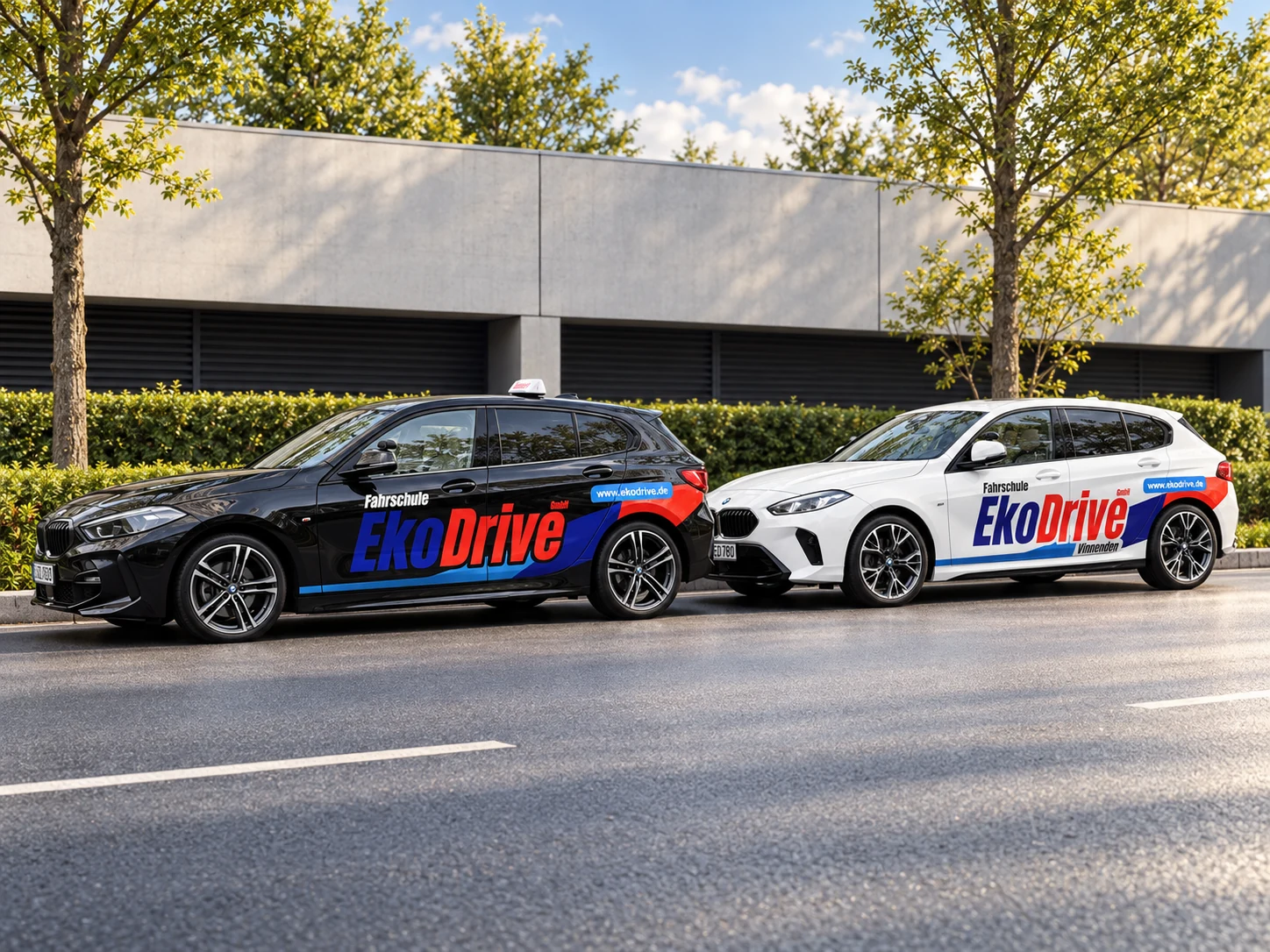 Schwarzer und weißer EkoDrive BMW